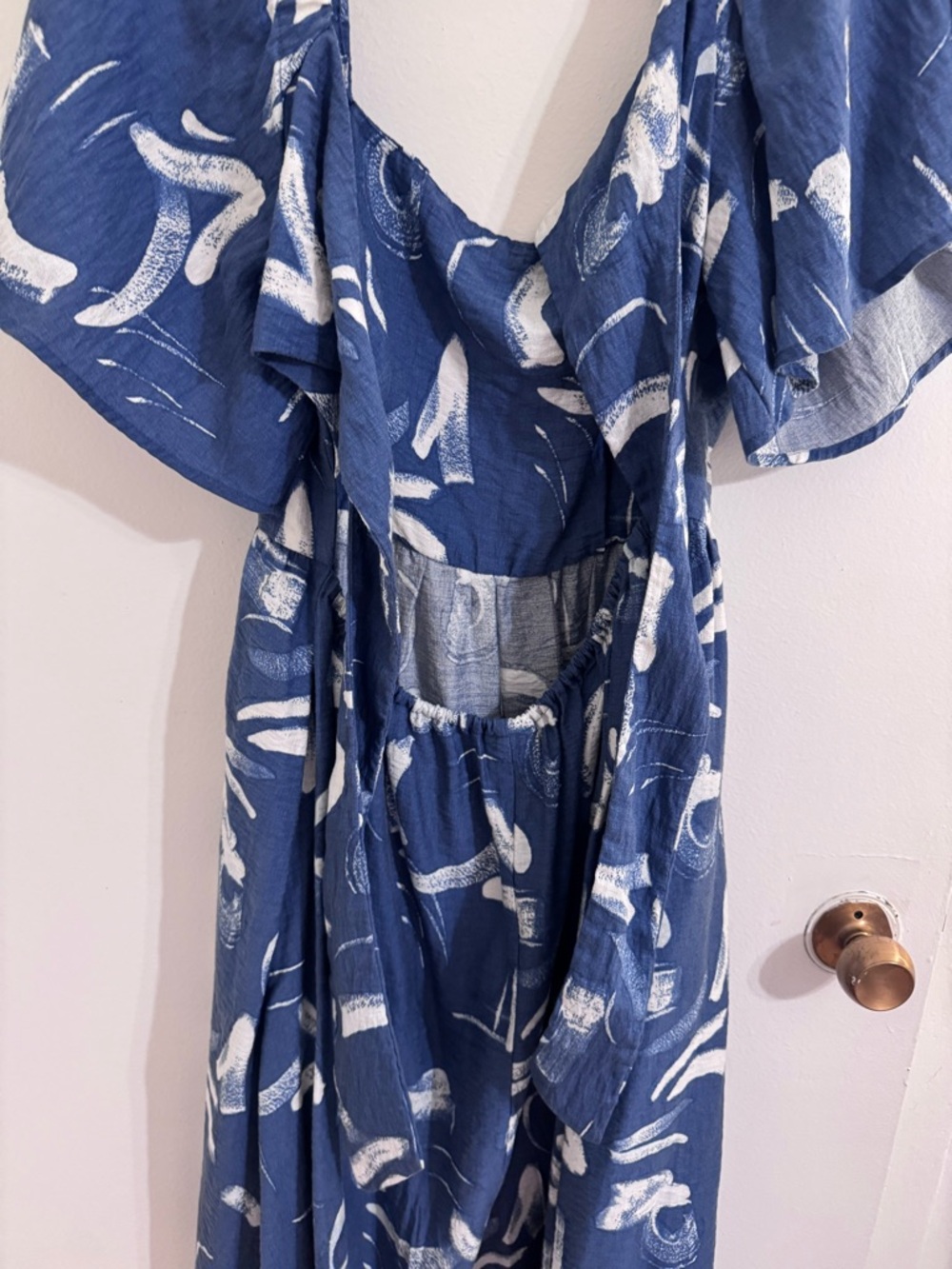 Blue Abstract Print Tie-Back Midi Dress - Picture 7 of 10